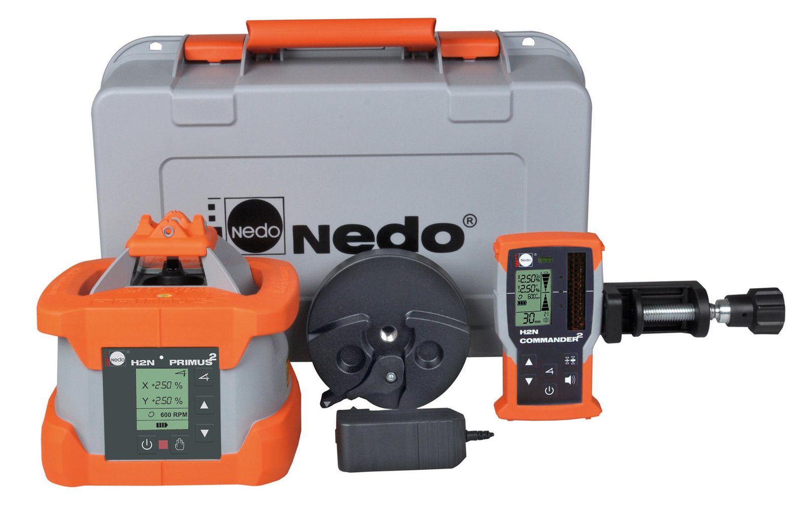 Primus_2_H2n_Lieferumfang.jpg NEDO PRIMUS 2 H2N mit Commandor 2 - Rotations- / Neigungslaser horizontal – Bild 1